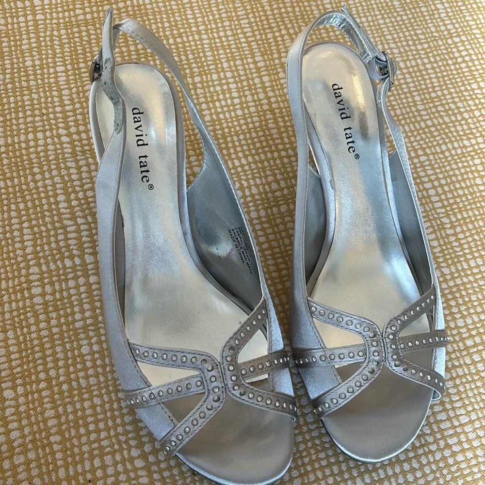 David Tate Silver Sandals 9W